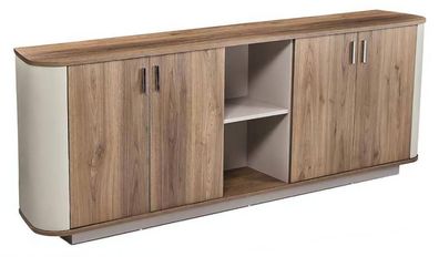 Sideboard Büroschrank Anrichte Beistellschrank Beige Braun Arbeitszimmer