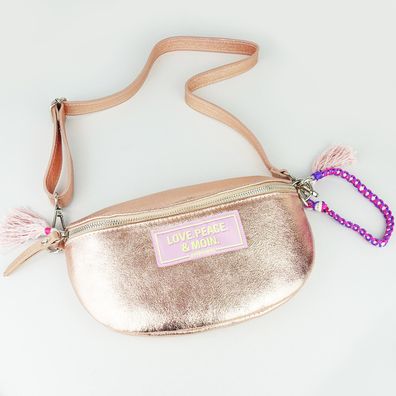Love Peace Moin Hipbag Leder Tasche rose gold goldmarie Gürteltasche lilac-Label