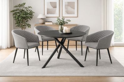 Destiny Sitzgruppe Modena Barletta 4 Sessel + Tisch Ø110x76cm HPL Tischplatte