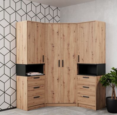 Möbelset GRANT Set 17A - Eckschrank, Kleiderschrank, Regal Schlafzimmer Jugendzimmer