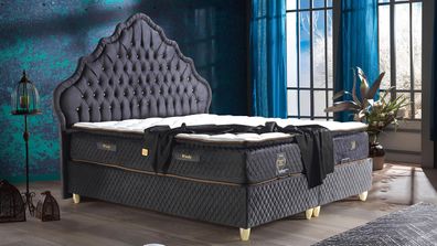 Bett Design Betten Luxus Schwarz Polster Schlafzimmer Möbel Chesterfield