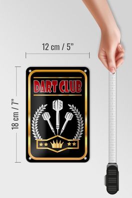 Blechschild Dart Club schwarzes, 3 vers Größen, Spruch Hobby Sport