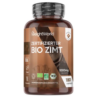 BIO Zimt Ceylon Kapseln - 180 Zimtkapseln für 3 Monate - WeightWorld
