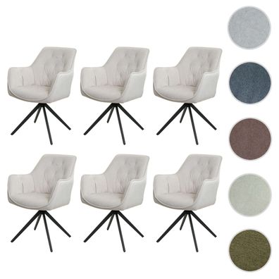 6er-Set Esszimmerstuhl HWC-L80, Küchenstuhl Polsterstuhl Stuhl mit Armlehne, drehbar