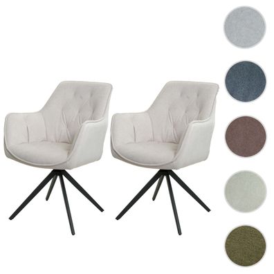 2er-Set Esszimmerstuhl HWC-L80, Küchenstuhl Polsterstuhl Stuhl mit Armlehne, drehbar