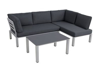 Lounge Set Widoo silber mit Auflage in grau 100% Polyester