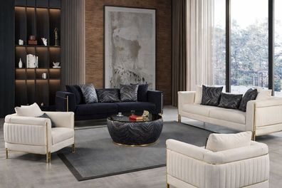 Exklusive Helle Couchgarnitur Edles Wohnzimmer-Set Polstersofas 4tlg