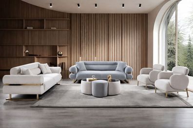 Schicke Sofagarnitur Polstersofas Designer Sessel Textilgarnitur