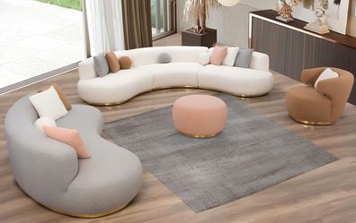 Komplette Wohnzimmer Sitzgarnitur Designer Sofas Polsterhocker 4tlg