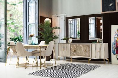 Luxus Esstisch Esszimmer Tisch für 4 Personen Stühle SIdeboard Modern