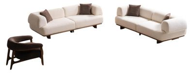 Exklusive Sofagarnitur Designer 3-Sitzer Stoffsessel Designer Möbel