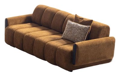 Stilvoller Brauner 3-Sitzer Luxuriöse Wohnzimmer Textilcouch Möbel