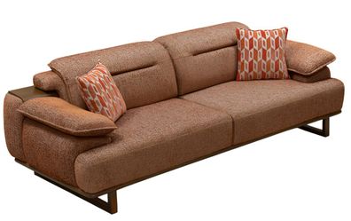 Braune Polstercouch Wohnzimmer Designer 3-Sitzer Sofa Stoffcouchen