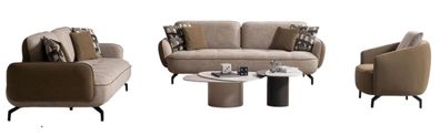 Exklusive Beige Wohnzimmer Couchgarnitur Stilvolle Couchtische 5tlg
