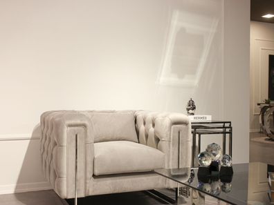 Hellgrauer Polstersessel Wohnzimmer Einsitzer Relax Stoffsessel