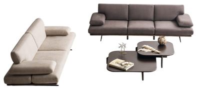 Designer Sofa Set Beiger 4-Sitzer Stilvoller Couchtisch 3-er Sofa
