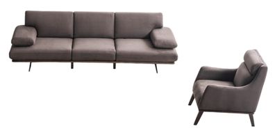 Graue Wohnzimmer Sofagarnitur Polstercouch Designer Textilsessel