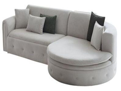 Graues Polstersofa Designer Klappsofa Wohnzimmer Moderne Eckcouch
