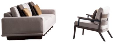 Elegante Braun-Beige Sofagarnitur Stilvoller 3-Sitzer Textilsessel