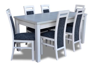 Tisch Esszimmer Garnitur Esstisch Stuhl Set 7tlg. Leder Holz Lehn Stühle Neu