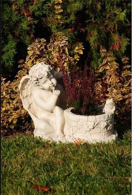 Vase Box Flower Statue 28 cm Garden Decoration Stone Angel Landscape Sculptures