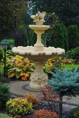 Zierbrunnen Springbrunnen Brunnen Garten Dekoration Fontaine Teich Tauben Vogel