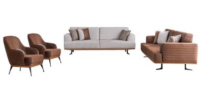 Sofagarnitur für Wohnzimmer 4 Teile in modernem Stil Neu in Textilmaterial