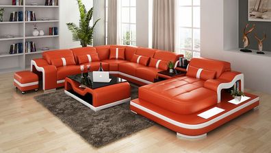 U Form Sofa Couch Polster Garnitur Wohnlandschaft Ecksofa Leder Eckgarnitur Neu