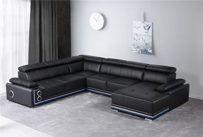 Moderne Ecksofa Wohnlandschaft Couch Eckgarnitur Led Linie Beleuchtet Garnitur