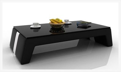 Luxury Designer Coffee Sofa Living Room Leather Tables Glass Black Wood Classic