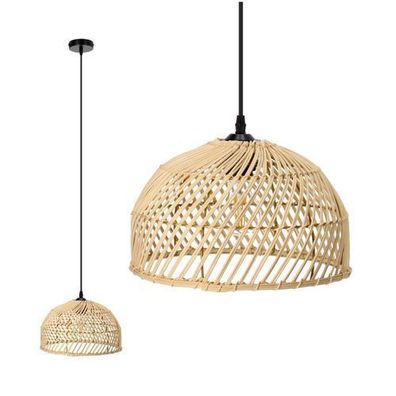 Hängelampe RIGA Rattan-Pendelleuchte im Boho-Stil E27 Bambus Pendelleuchte (Ø30cm)