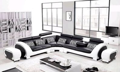 Tables Luxury L-Shape Corner Sofa Design Furniture Upholstery Leather Big Size