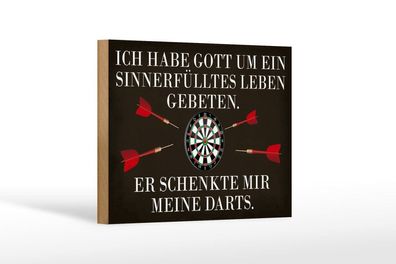 Holzschild Gott schenkte mir meine Darts, 3 versch Größen, Spruch Hobby