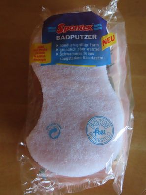 BadePutzer rosa weiß gründlich aber kratzfrei ca. 14,5 x 8 cm Spontex