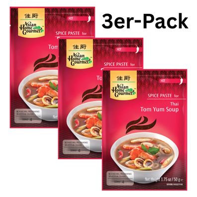 3er-Pack Asian Home Gourmet Thai Tom Yum Suppenpaste 50g