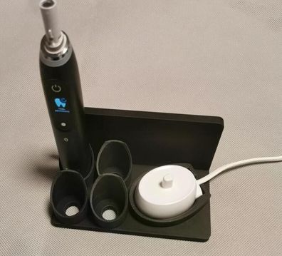 Stand Halterung Passend Für Oral B IO 2-6 für 4 Zahnbürsten schwarz rechts