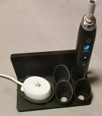 Stand Halterung Passend Für Oral B IO 2-6 für 4 Zahnbürsten schwarz links