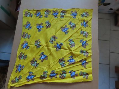 Halstuch Dekotuch Schal gelb mit Bären mit Kappe ca. 51 x 51 cm