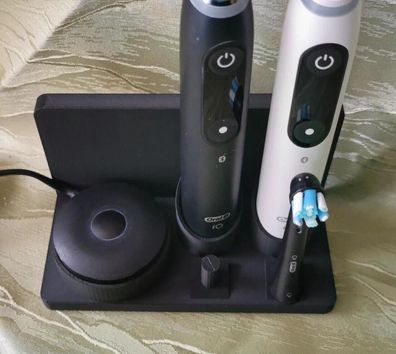 Stand Halterung Passend Für Oral B IO 7-9 Doppelset schwarz links