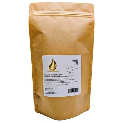 Bentonit Pulver 0-63µm 500g Tonmineral im Kraftpapier Doypack