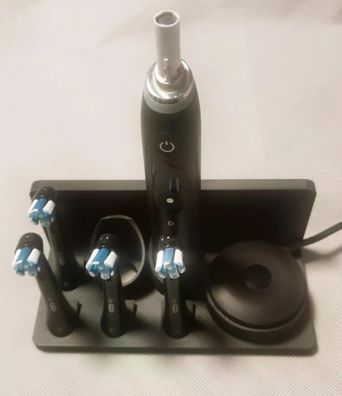 Stand Halterung Passend Für 2 x Oral B IO 7-9 und 4 Aufsteckbürsten schwarz rechts