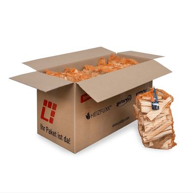 Heizfuxx Anzündholz Blue 18 cm 3kg x 5 Sack 15kg