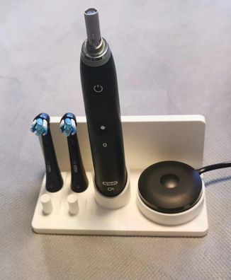 Stand Halterung Passend Für 1 x Oral B IO 7-9 und 4 Aufsteckbürsten weiß rechts