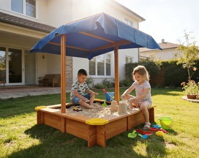 Sandkasten SANDI XXL mit Deckel und Sitzbänken Holzsandkasten Holz Sand Kasten