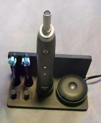 Stand Halterung Passend Für 1 x Oral B IO 7-9 und 4 Aufsteckbürsten schwarz rechts