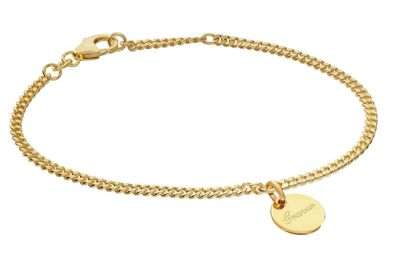 trendor Schmuck Mädchen-Armband mit Gravurplatte 925 Silber Vergoldet 21578