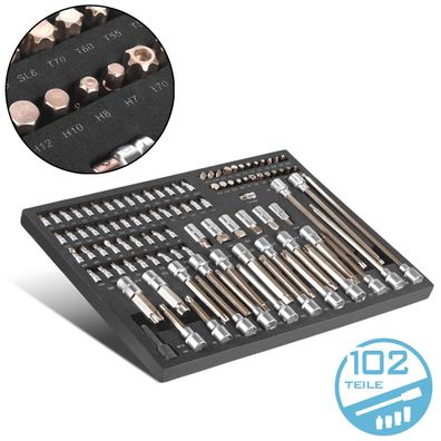 Stahlwerk Werkstattwageneinlage mit 102-teiligem Bit- und Steckschlüssel-Satz