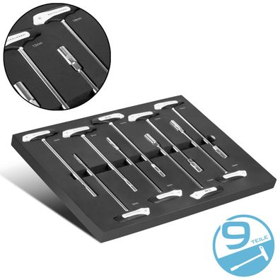 Stahlwerk Werkzeugwageneinlage 9-teiliger T-Griff Schraubendreher-Satz