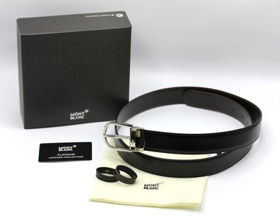 Montblanc Wendegürtel aus Leder / / /hwarz, Braun / 115 cm / leicht kürzbar / NEU