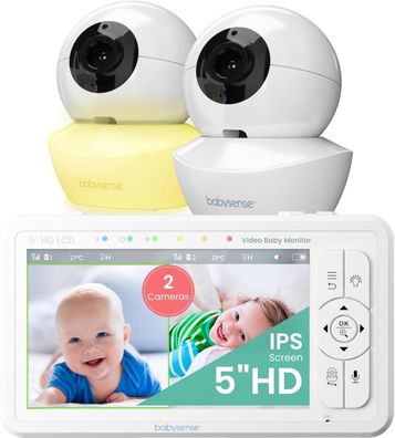 Babysense Video Babyphone HD - 5 Zoll Monitor mit 2 Kameras (ohne WLAN)
